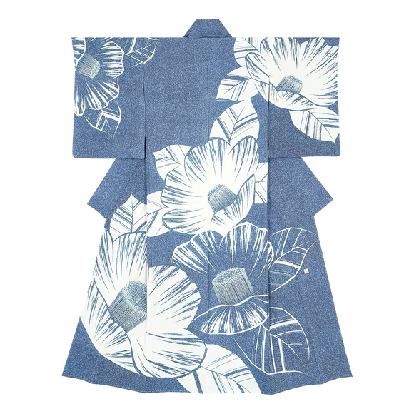 Formal Kimono with Design in Yūzen Dyeing "Camellias Blooming in a Row"