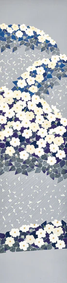 友禅染帯「白花」