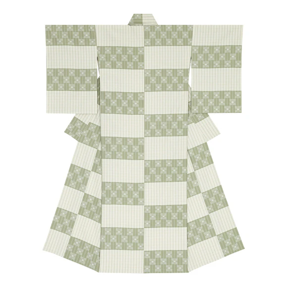 Kimono with Kasuri "Sunshine filtering through foliage"