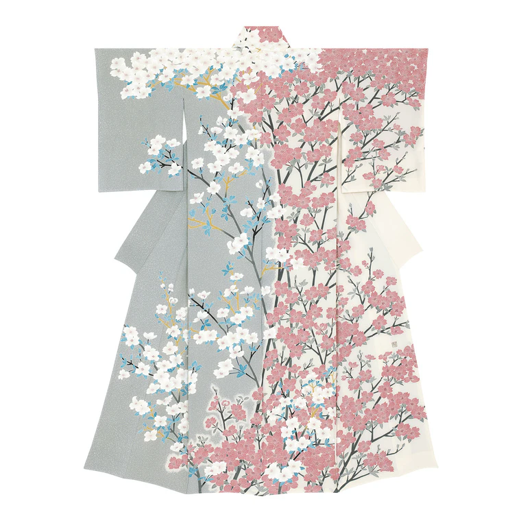 photo Formal Kimono with Design in Yūzen Dyeing "Souka (Flowers with Heartfelt Feelings)"