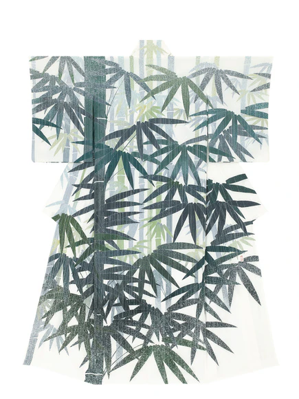 Formal Kimono with Design in Yūzen Dyeing "Rain Shower in Late Autumn"