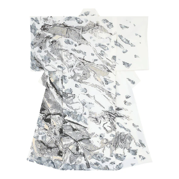 Formal Kimono with Design in Yūzen Dyeing "Ice monsters"