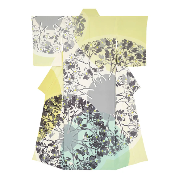 Formal Kimono with Design in Yūzen Dyeing "Tree in shadow"