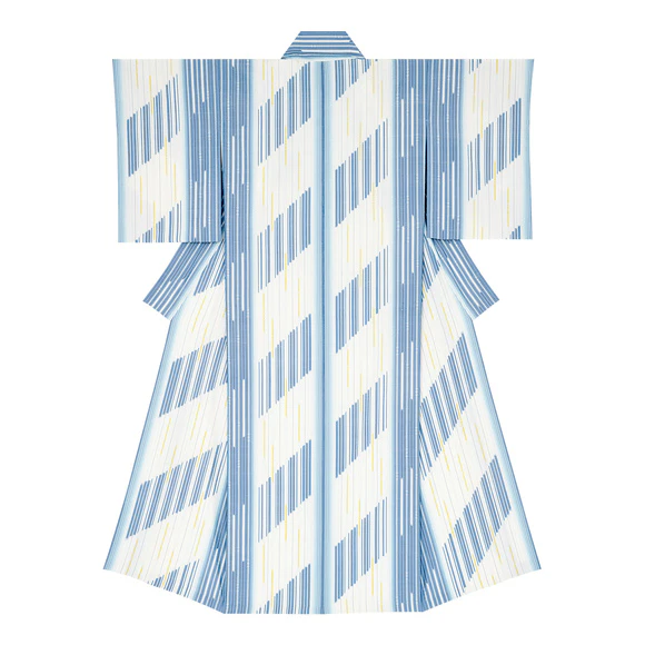 Kimono with Kasuri "Clear Stream"