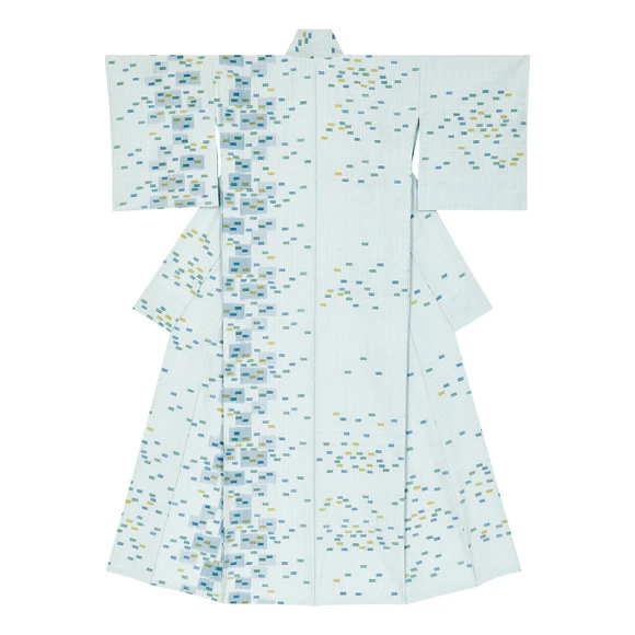 Kimono with Kasuri "Seaside Town"