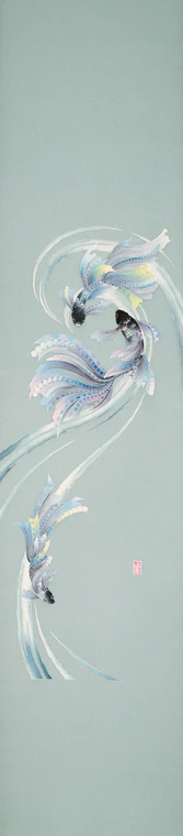 photo Obi Sash with Design in Yūzen Dyeing "Betta Flowers"