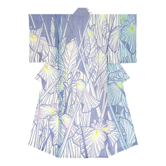 Unlined Kimono with Design in Sekidashi Yūzen Dyeing Early Morning Garden