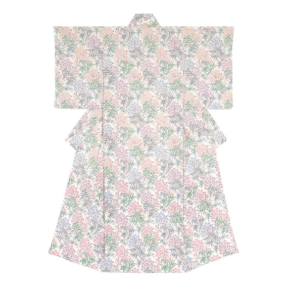 Kimono with Design in Stencil Resist Picture Dyeing "Spring Colors"