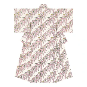 Kimono with Design in Stencil Resist Picture Dyeing Vine Lilac