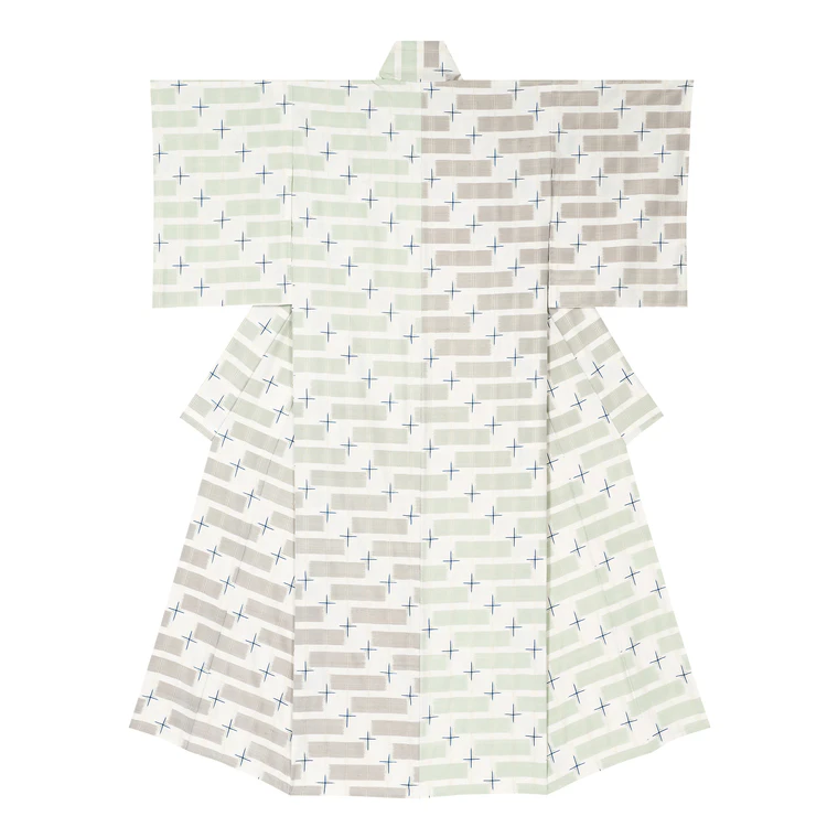 photo Kimono of Tsumugi "Valley Young Leaves"