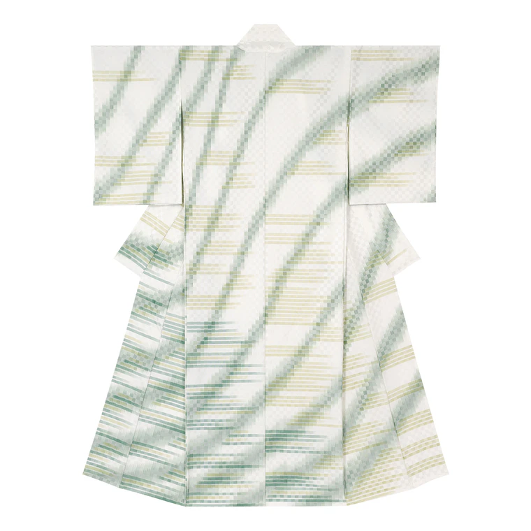 photo Kimono with Kasuri "Early Summer Wind"