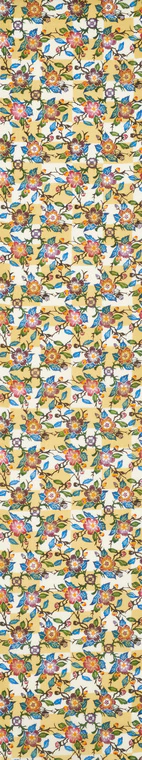 photo Obi Sash with Design in Bingata "Flowers on Ichimatsu Checkers"