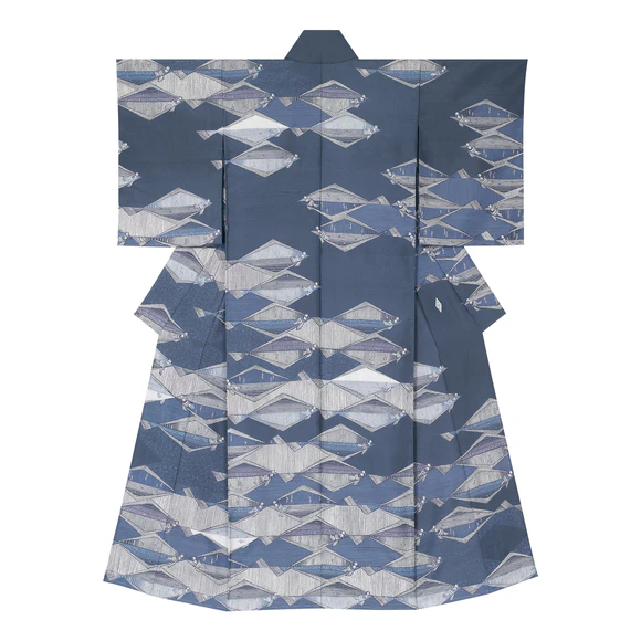 Kimono with Design in Yuzen Dyeing 