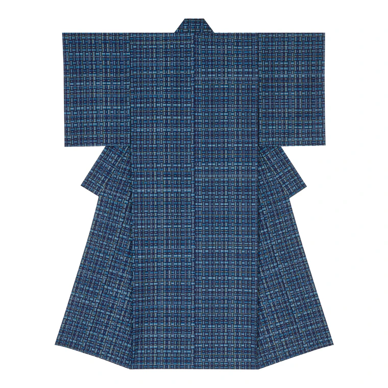 photo Kimono of Cotton Fūtsū "Meeting Indigo"