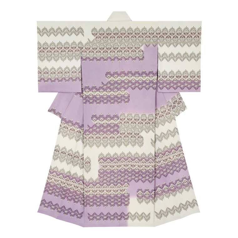 photo Kimono of Sarasa in Woodblock Printing "Music of Flowering Plants"