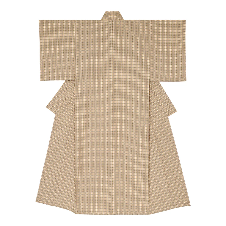 photo Kimono of Cotton Fūtsū with Kasuri "The Water is Getting Warmer"