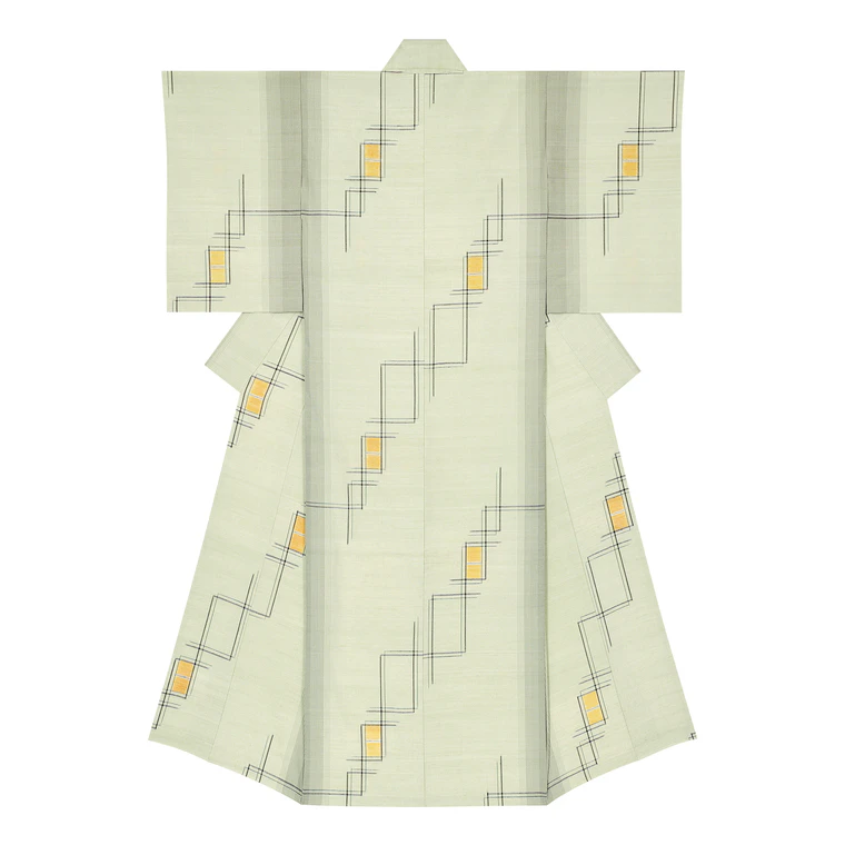 photo Kimono of Tsumugi "Early Evening in Spring"