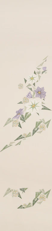 photo Obi Sash with Embroidery "Changing Flowers"
