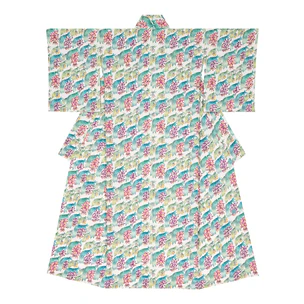 Kimono with Design in Stencil Resist Picture Dyeing "Shine"