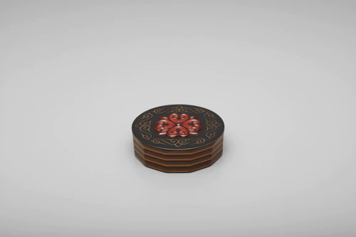photo Incense Container with Scroll Pattern in Urushi Carving