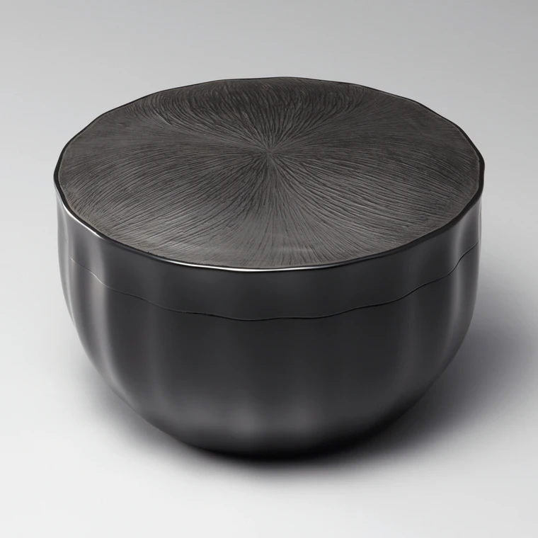 photo Kanshitsu Covered Vessel with Black Urushi