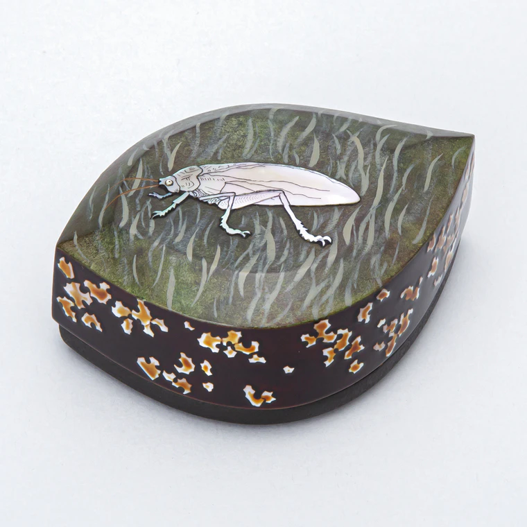 photo Box with Design in Mother-of-Pearl Inlay "The Ant and the Grasshopper"