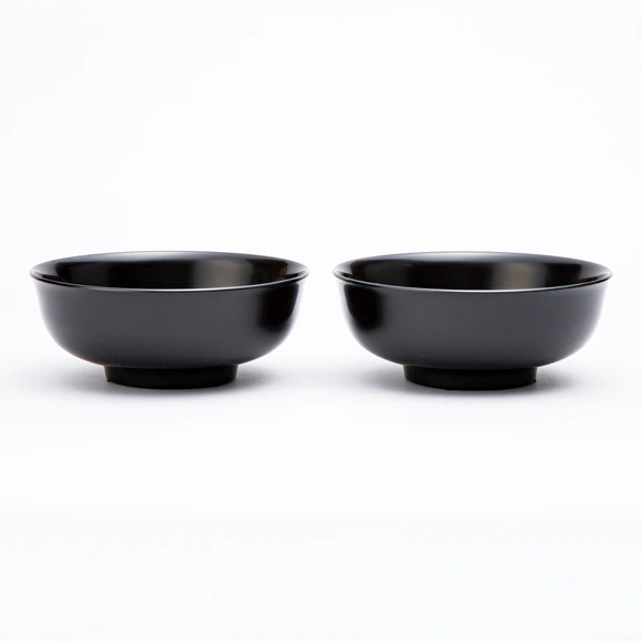 Set of Two Flat Black Bowls
