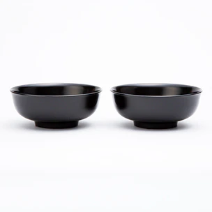 Set of Two Flat Black Bowls