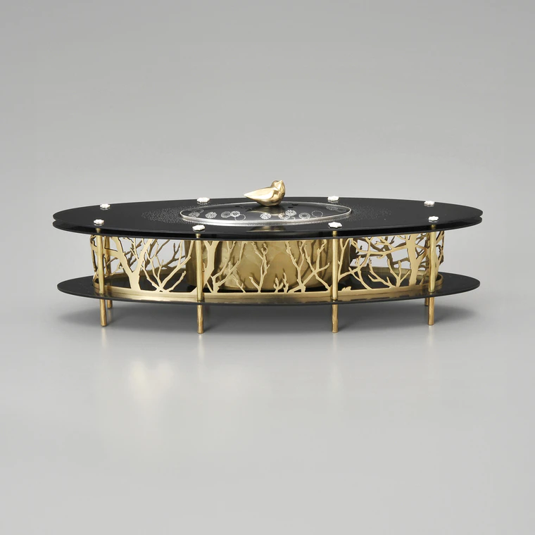photo Brass Incense Burner with Tin Inlay Decoration "Last Snow"