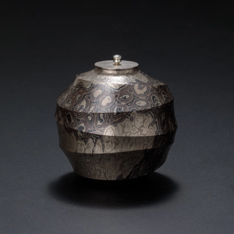 photo Hammered Mokumegane Tea Caddy