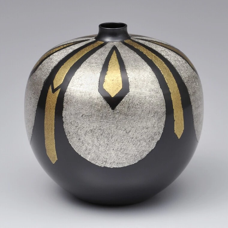 photo Shakudo Damascene Inlay Jar "Fragrant Flowers"