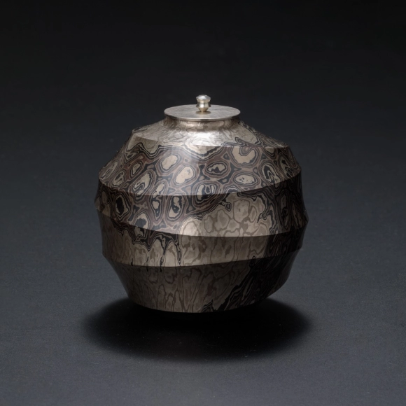 Hammered Mokumegane Tea Caddy