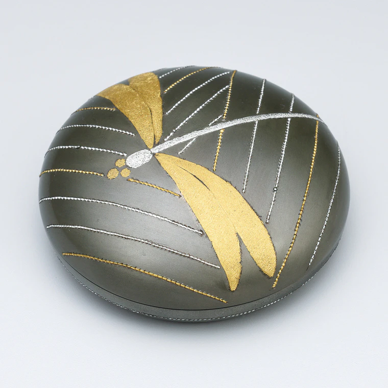 photo Shibuichi Covered Box "Dragonfly"