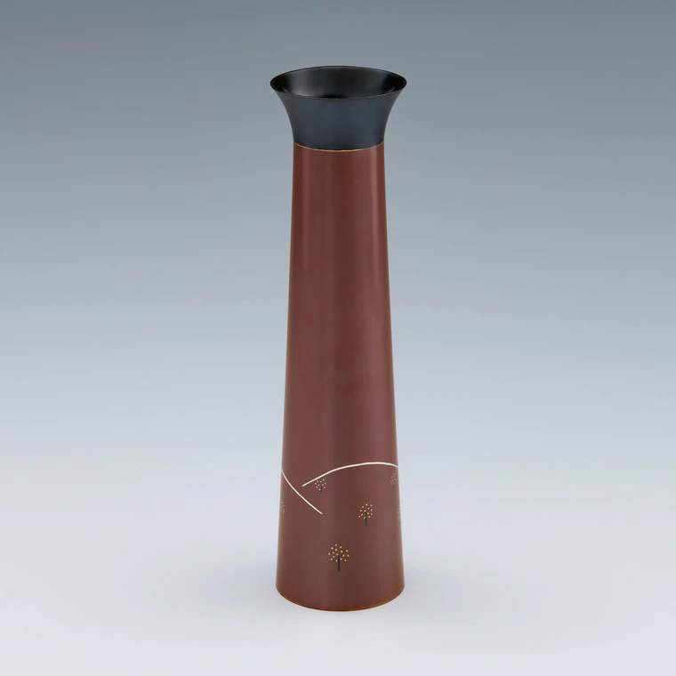 photo Flower Vase Made by Heat Welding Method with Inlay Decoration "Spring in Satoyama"