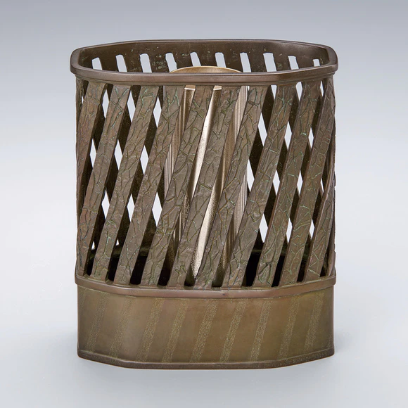 Copper Flower Vessel Cast in Lost Wax Casting Method with Openwork Design