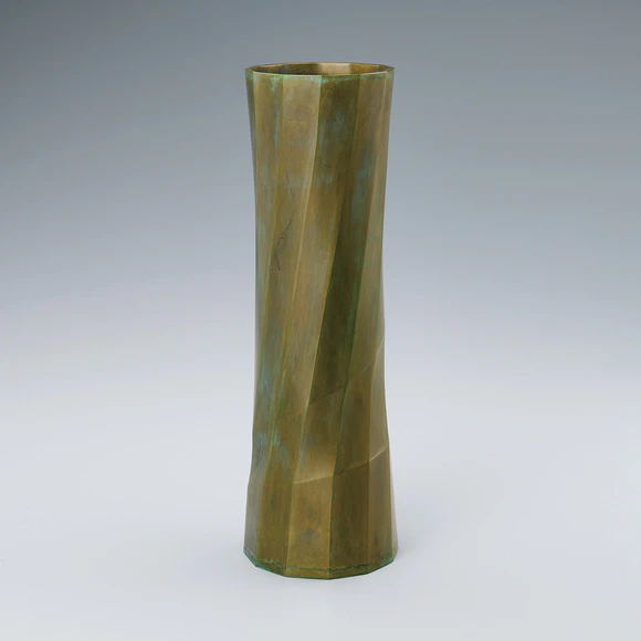 Bronze Twelve Faceted Flower Vase