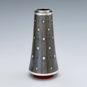 Black Shibuichi Flower Vessel with Inlay