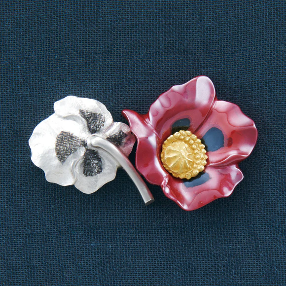 Metal Fitting in Shape of Poppy Flower