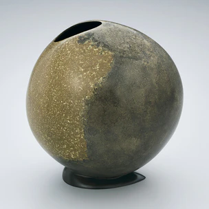 Flower Vessel Cast in Two Different Metals Using Mane Clay Mold "Moon on the Night Before the Full Moon"