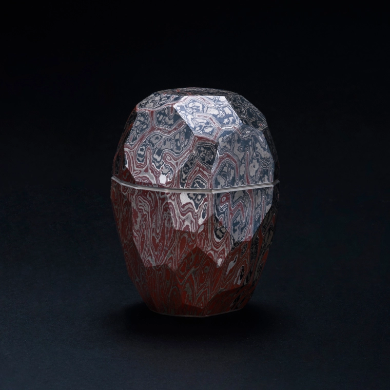 photo 杢目金打出面取茶器