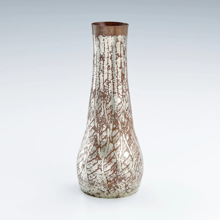 photo Flower Vessel of Forged Copper with Silver Decoration