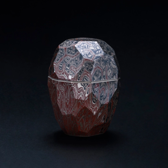 Hammered Mokumegane Faceted Tea Caddy