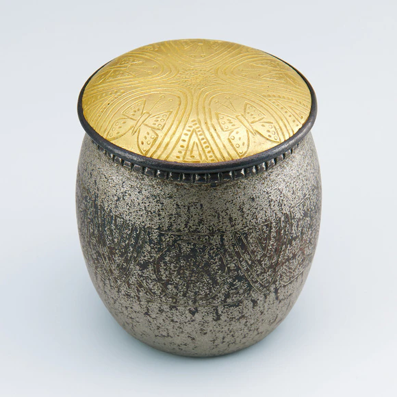 Covered Vessel with Flower and Butterfly Design