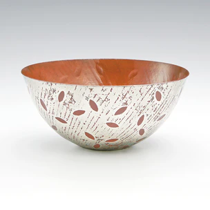 Forged Copper Bowl with Silver Decoration