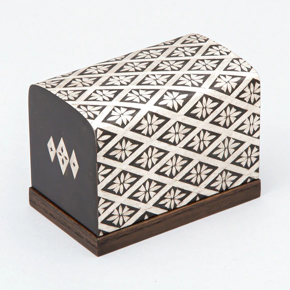 Iron Box with Flower Design in Damascene Inlay