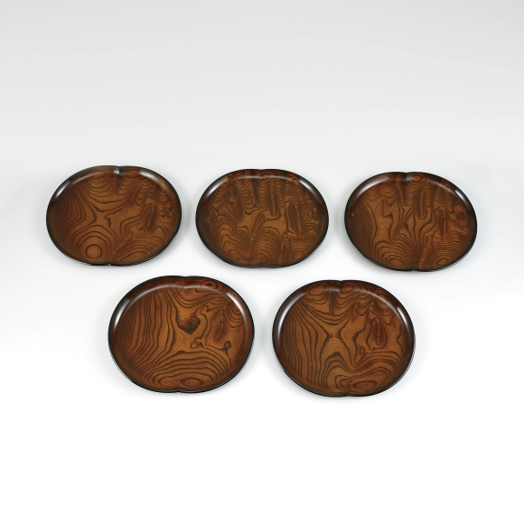 Zelkova Double Circle Trays Carved from Single Block of Wood