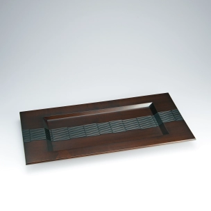 Plate of Japanese Cherry Birch Wood with Raft Patterns Finished in Wiped Urushi