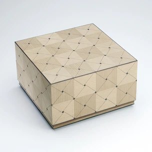 Box of Jindai Cedar Wood with Ajiro Wickerwork Design Inlay "Glow”