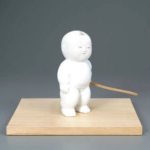 木彫胡粉「志」