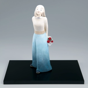Wood Sculpture Covered with Whitewash "Mother's Day"